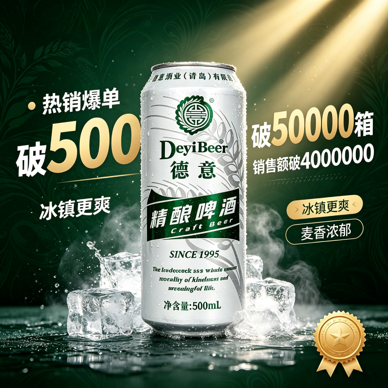 德意精酿德式白啤全麦聚会送礼啤酒礼盒装 德意德式精酿全麦白啤送礼聚会啤酒 500mL 12罐 整箱装
