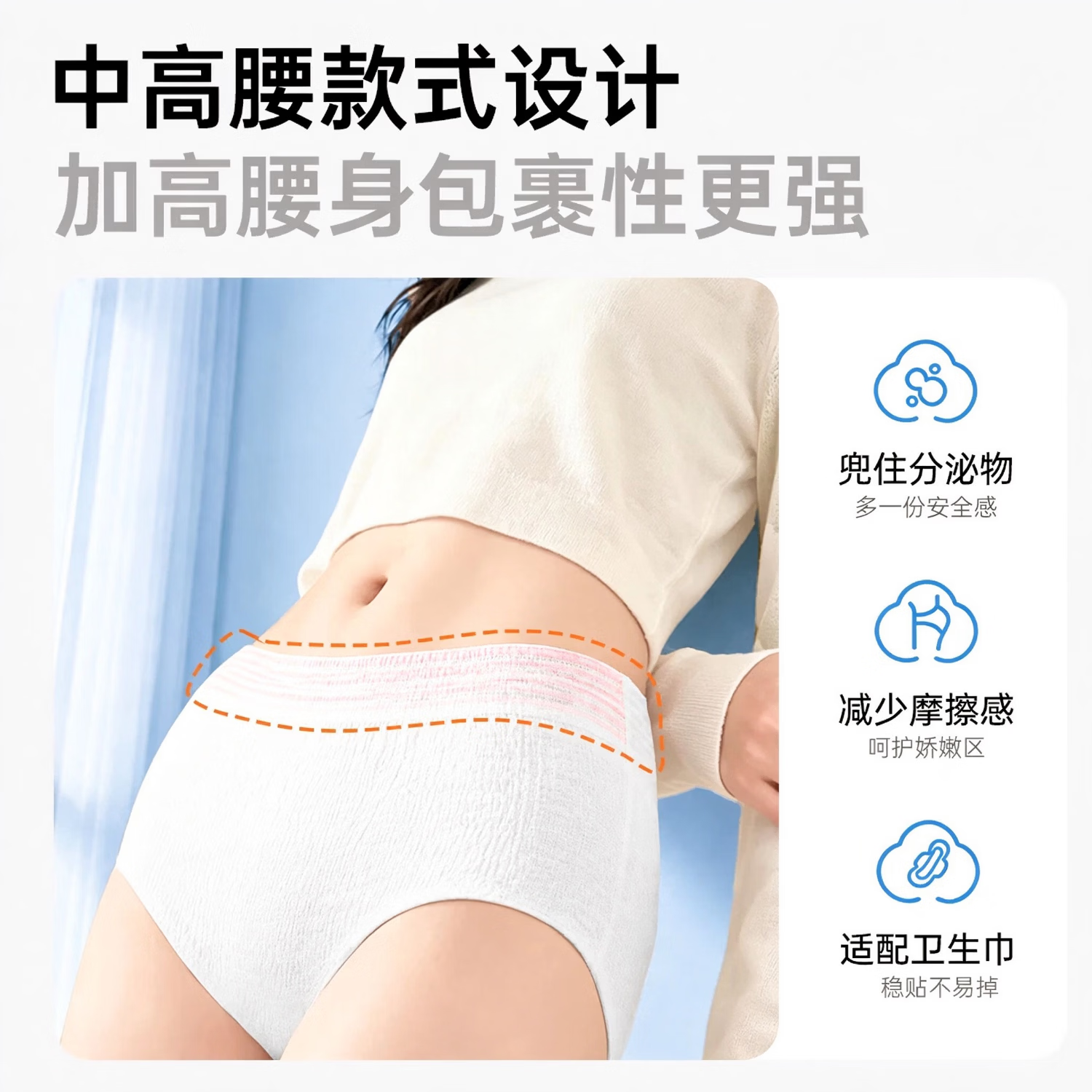 超亚一次性内裤女士EO灭菌免洗高弹孕产加大内裤生理期差旅日抛裤 15条装中高腰全棉內裆高弹 均码(建议90-160斤)
