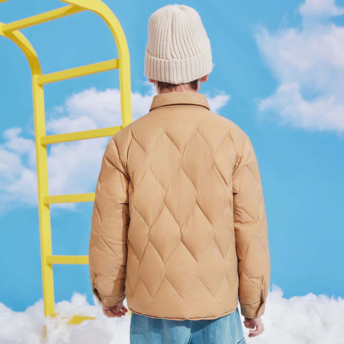 雪中飞儿童羽绒服轻薄保暖外套新款男女童装秋冬季亲少年洋气羽绒上衣 卡其色2250 130