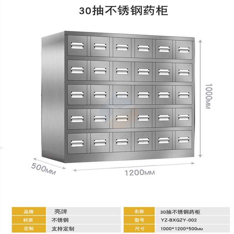 顺心共赢不锈钢中药柜西药柜诊所医院药品储存柜不锈钢药厨子中草药柜