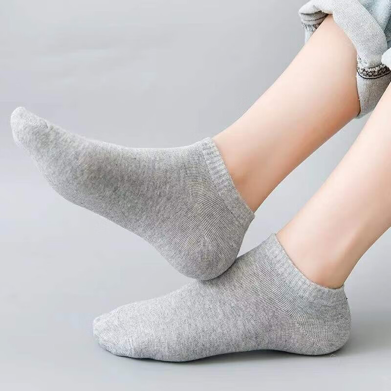 袜业夏男吸汗一次性袜子薄款男女黑白纯色短船袜子日抛潮 023黑白灰三色均配 均码 5双