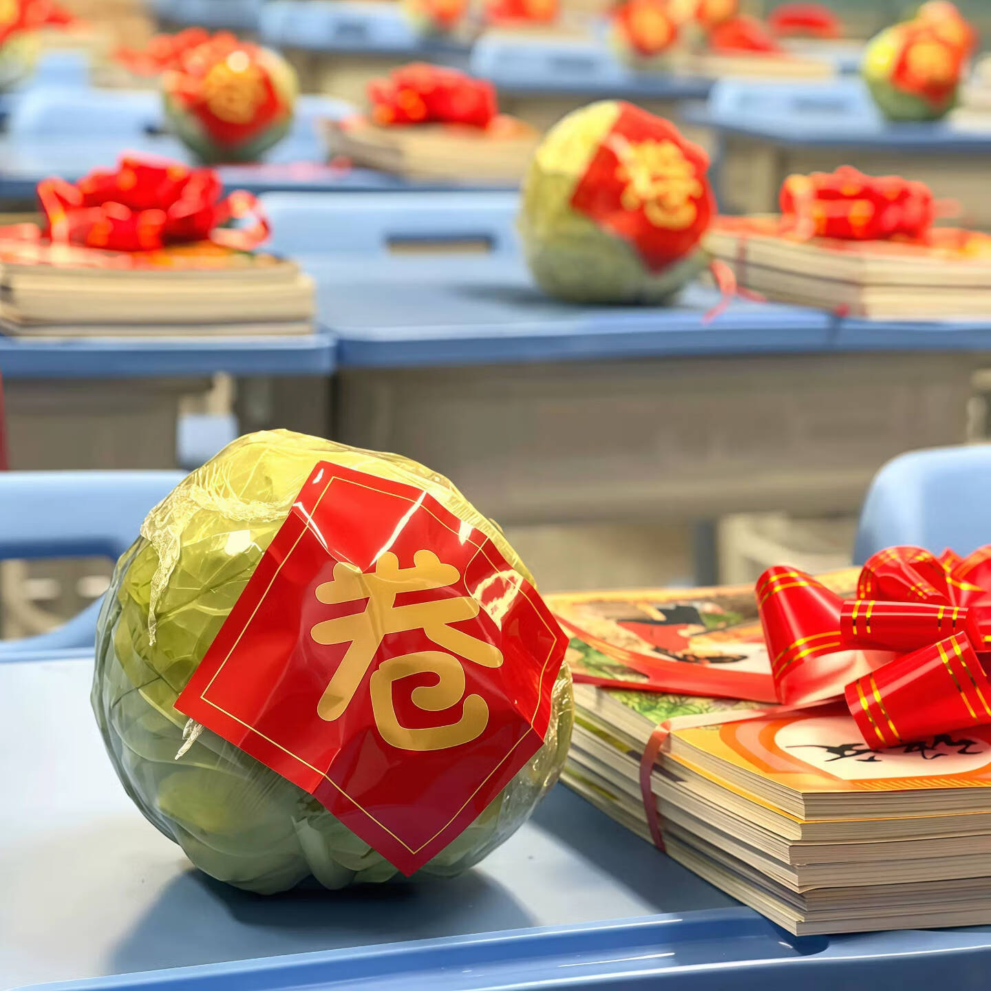 LOIKVE读书破万卷蔬菜谐音寓意贴纸开学季卷心菜大白菜不干胶贴仪式布置 【读书破万卷】不干胶贴纸50张