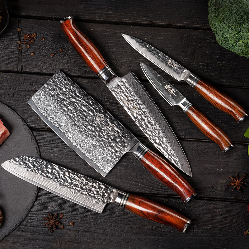 yarenh刀具套装 德国73层大马士革厨刀家用刀具组合8件套 厨房菜刀