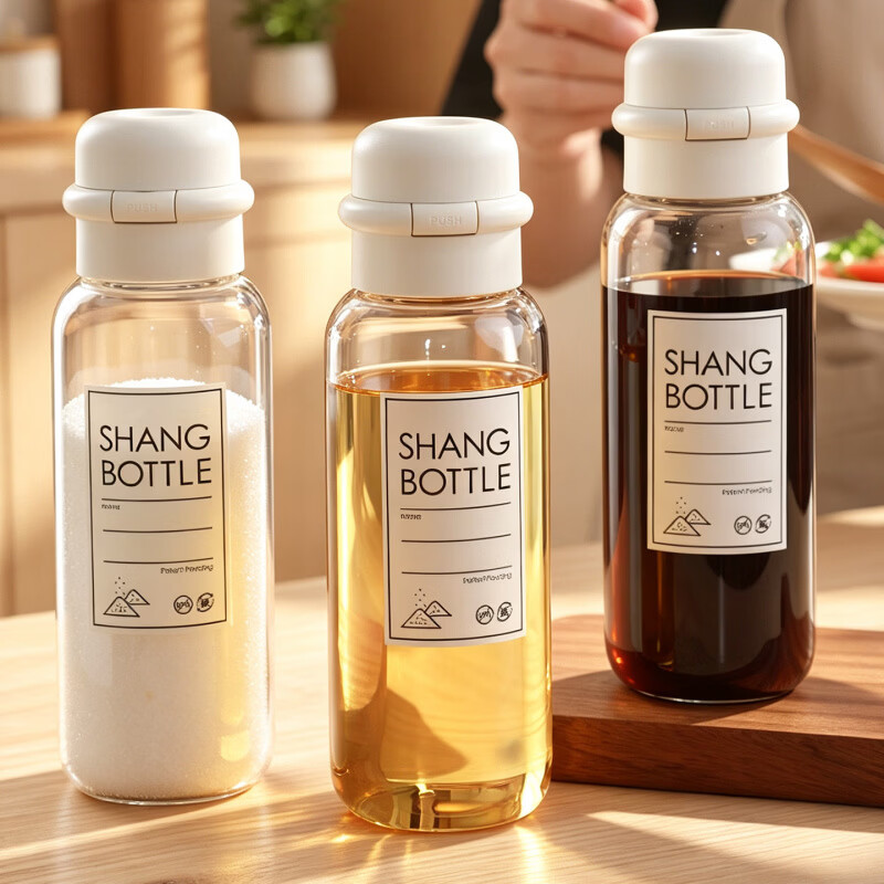 日禾盛唐白砂糖密封储存罐厨房面粉淀粉分装瓶食品用防潮收纳盒玻璃撒料瓶 500ml【3个】