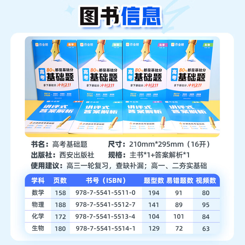 作业帮2027新版高考基础题刷透真题数学物理化学生物高中易错题高三一轮复习必刷题全国通用 【2027新版】高考基础题(数学)