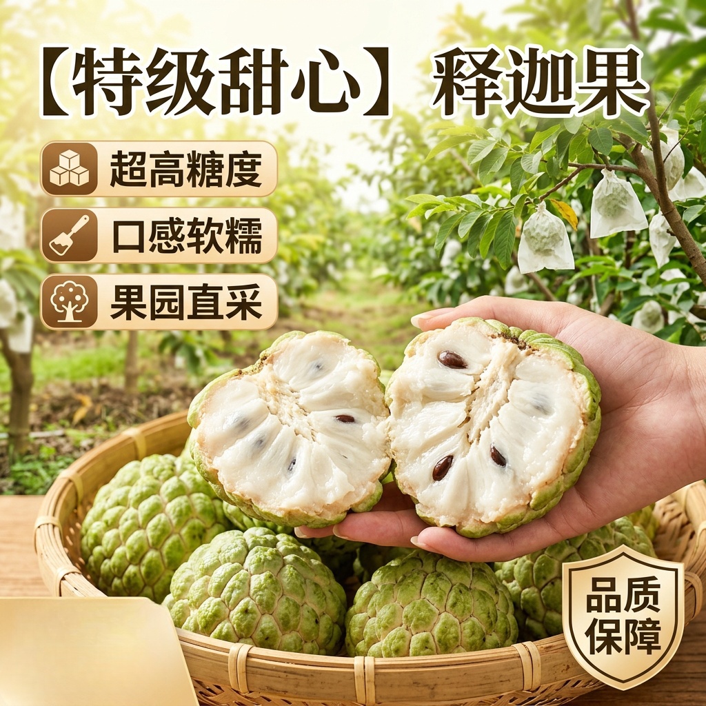 当季新鲜大目释迦果当季整箱孕妇水果佛头果热带批发市场顺丰 一级大果（单果300-450g）6斤