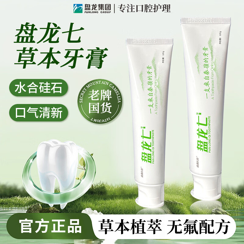 盘龙药业盘龙七牙膏薄荷清爽型囤货装240g清新口气无氟配方官方正品 净重 240g(2支)