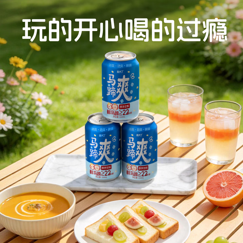 森汽了马蹄爽聚餐解腻饮料荸荠果肉含量多甘甜消暑润燥马蹄汁果蔬饮料 马蹄爽310ml*12罐【清甜回甘 消暑解渴】