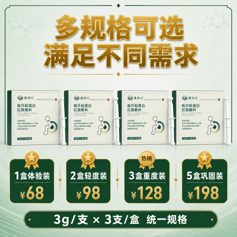 黄济川【黄济川】贻贝粘蛋白肛肠敷料内痔/外痔/混合痔百年治瘘经验传承 3盒【重度装】重度痔疮患者适用