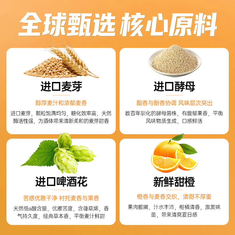 窈仙精酿果啤 青岛特产原浆鲜啤 NFC果汁 28天长周期发酵 低度微醺  原汁麦度8°P 500mL 6罐 整箱装 （NCF甜橙鲜啤）