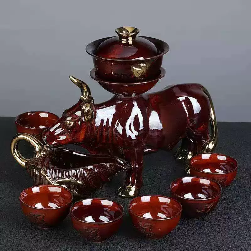 珍力马到成功陶瓷功夫茶具套装轻奢高档马造型生肖茶壶泡茶神器家用 灰龙