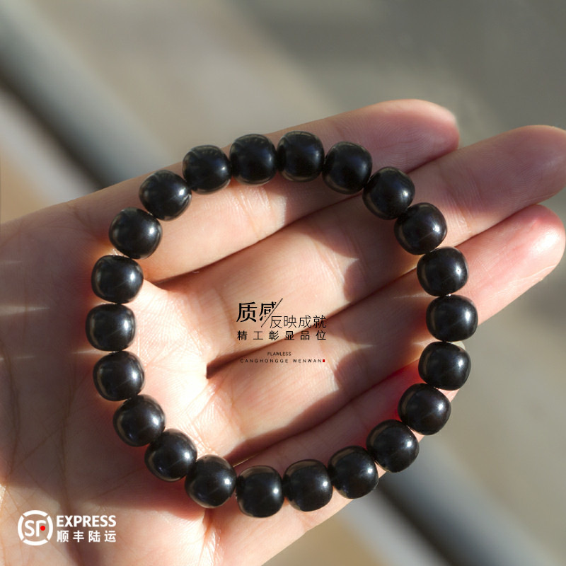 印尼老料黑金椰蒂手串单圈佛珠散珠手链男正圆珠桶珠耶蒂椰帝椰壳 10*