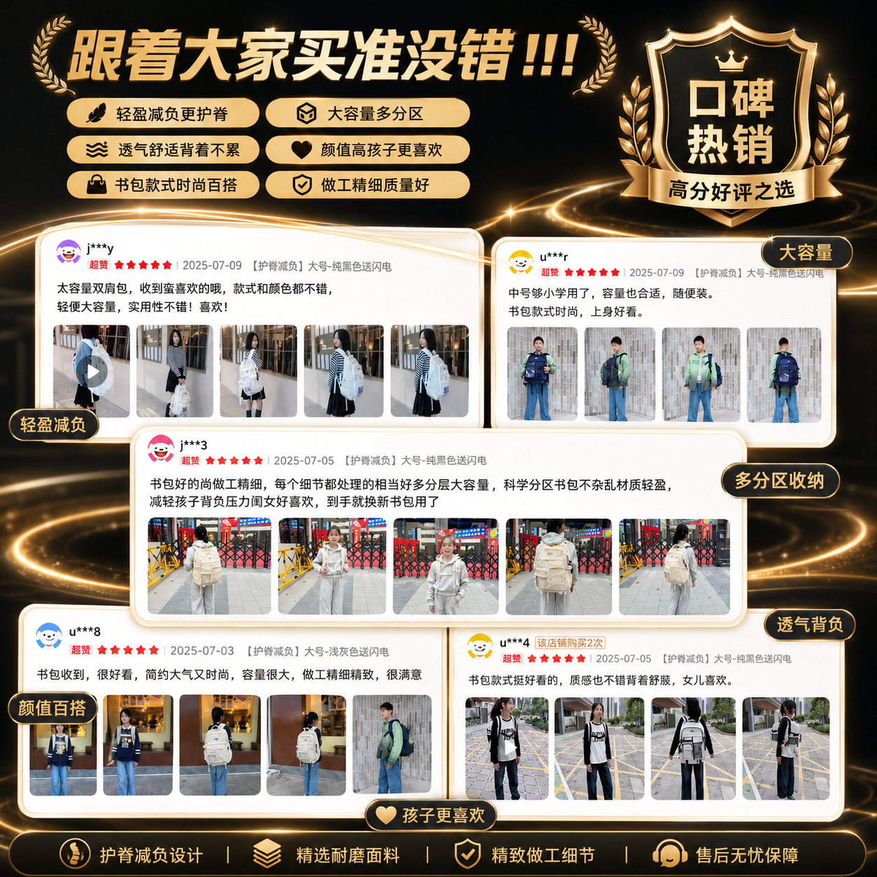 JCZS德国书包初中生男女学生高颜值大容量减负护脊轻便高中生双肩背包 【护脊减负】大号-浅灰色送闪电