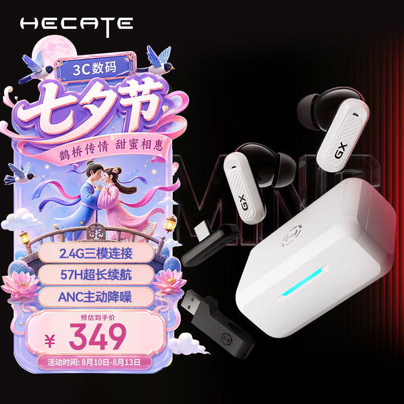 漫步者（EDIFIER）HECATE GX03 Ultra【2026最新款】2.4G真无线TWS蓝牙入耳式降噪耳机游戏电竞电脑三角洲FPS机甲白