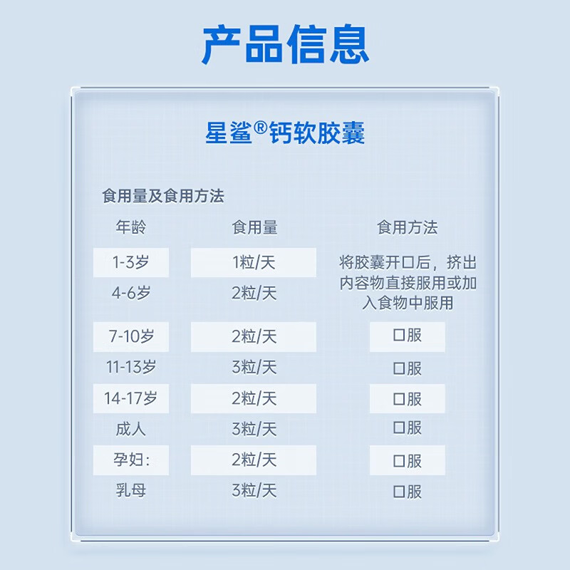 星鲨钙软胶囊 儿童钙片 宝宝小孩子成长补钙液体钙 孕妇哺乳期补钙 【4盒】 12粒*4盒 【共48粒】