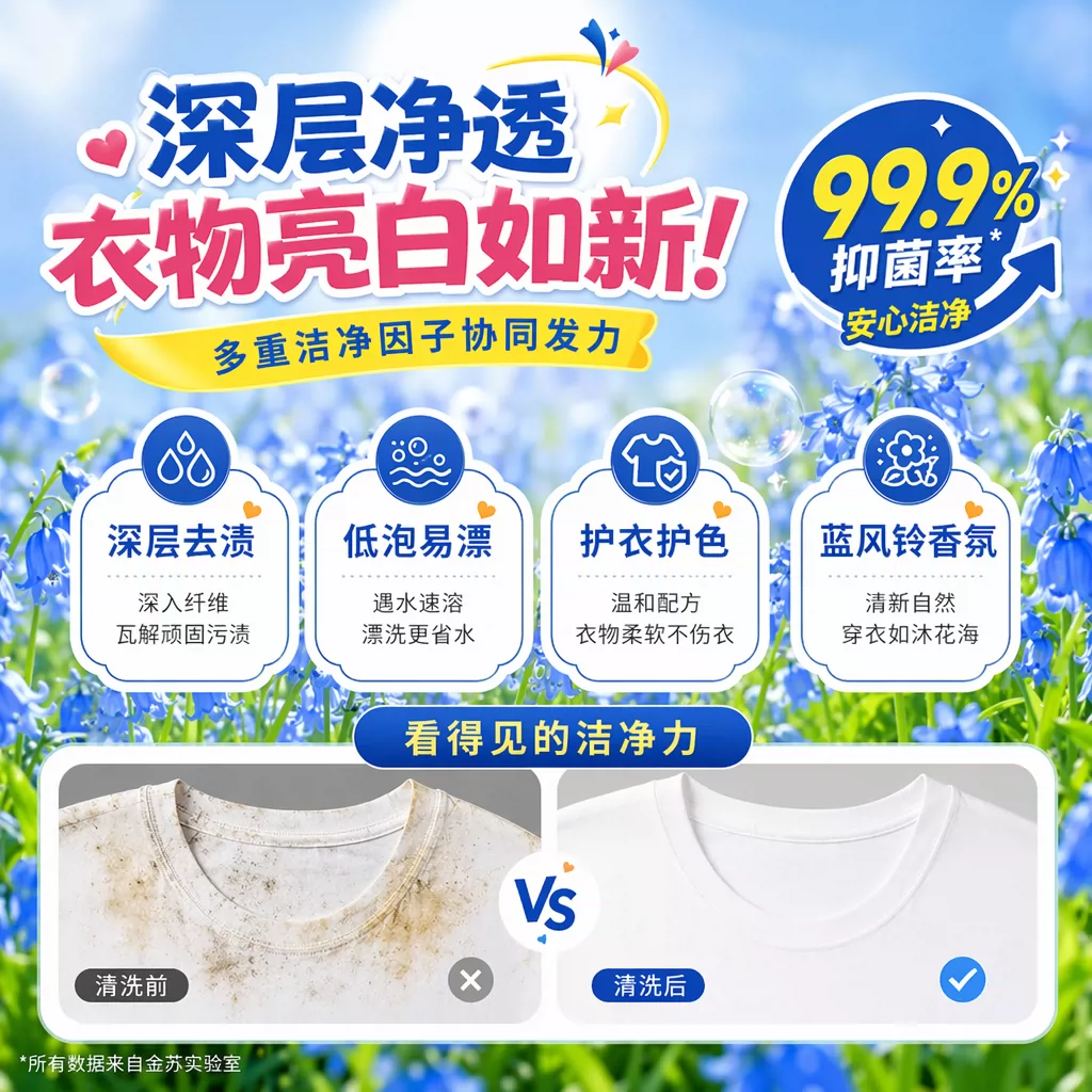 金苏英国蓝风铃香水深层清洁抑菌浓缩洗衣液家用装官方正品 【一桶6斤装】限时特惠