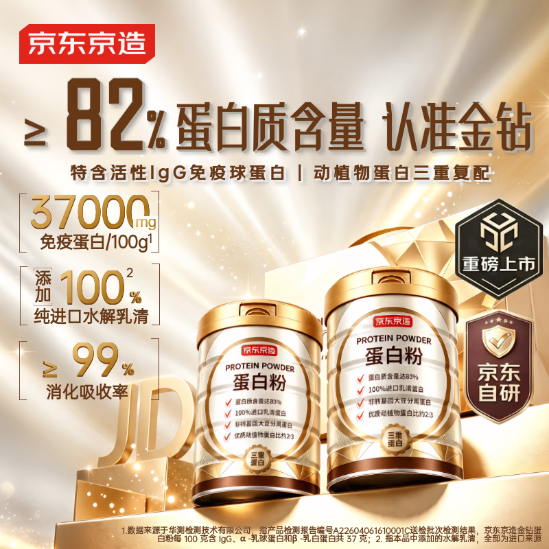 京东京造金钻蛋白粉800g 164.66元 - 86线报