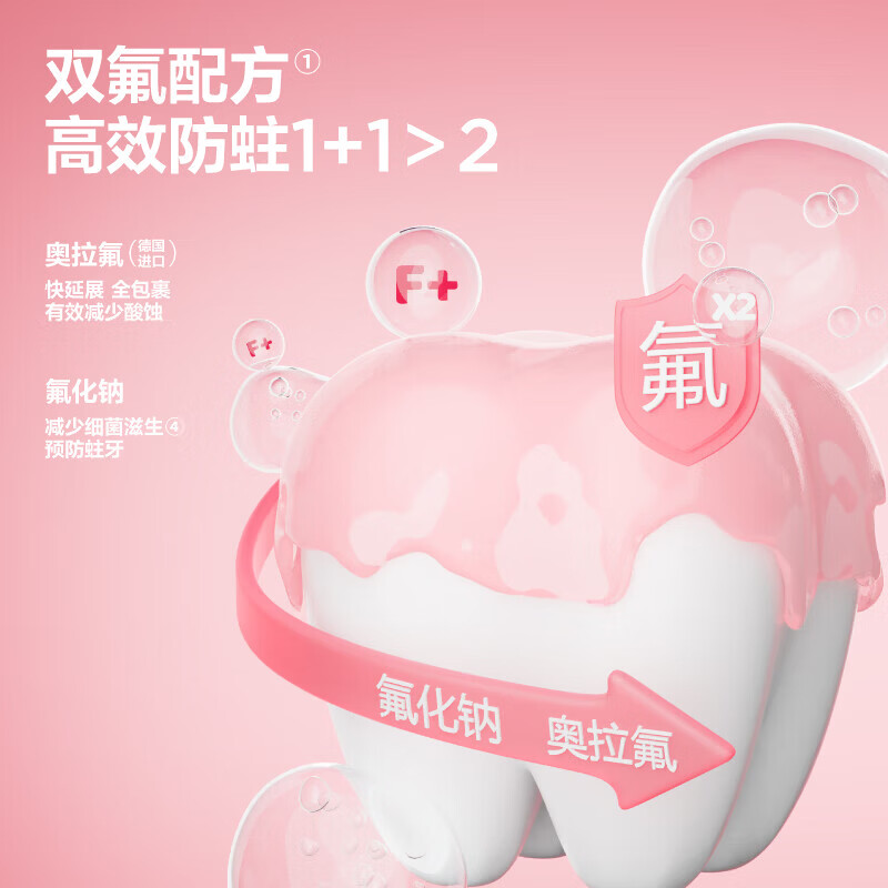 参半儿童奥拉氟牙膏德国进口游离氟防龋防蛀齿科学低氟 【家庭装】儿童奥拉氟防蛀蜜桃味60g*2+SP3星钻白100g