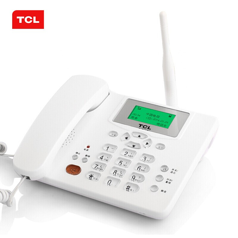 TCL 插卡电话机 移动固话 家用办公座机 电信手机卡 大音量 全中文 CF203C(白色)