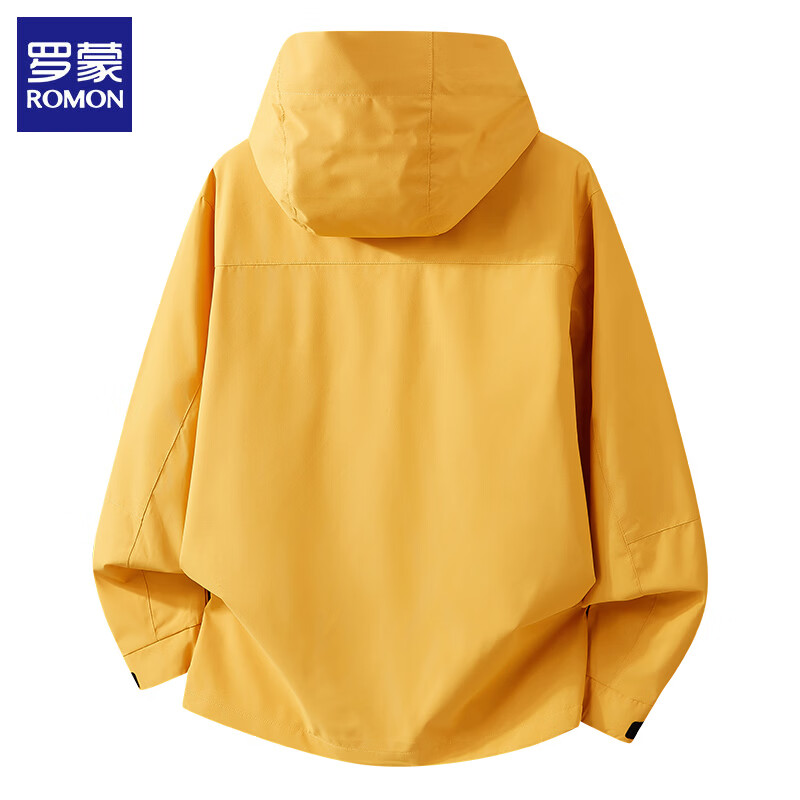 罗蒙（ROMON）【三防面料】冲锋夹克衣服男2026新款防风防沷水男士户外茄克外套 枫叶黄 2XL