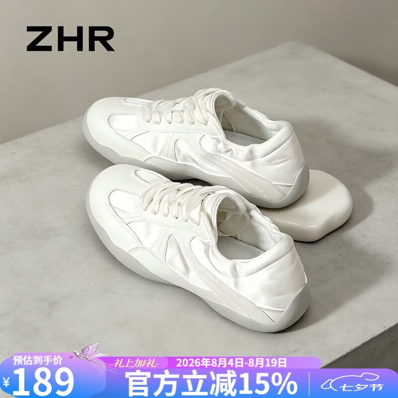 ZHR则则德训鞋女2026新款薄底轻便百搭小白鞋运动休闲鞋女鞋 KS552米色37