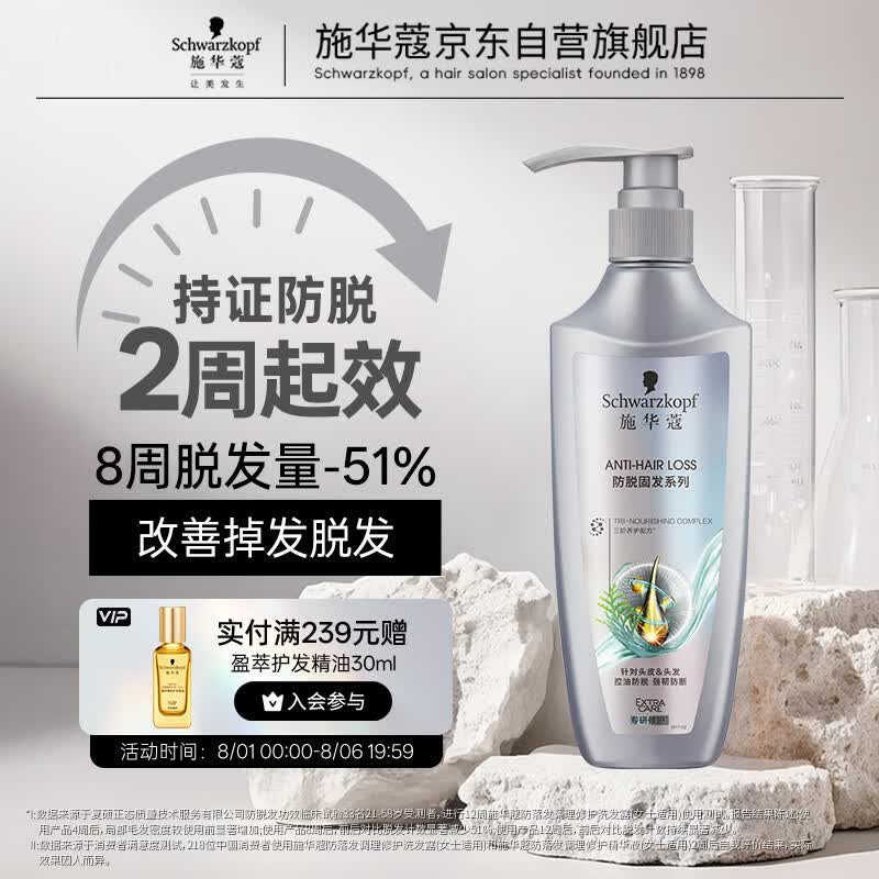 施华蔻（Schwarzkopf）防脱固发护根控油柔顺洗发水600ml*1瓶(无硅油 防掉发 男女)