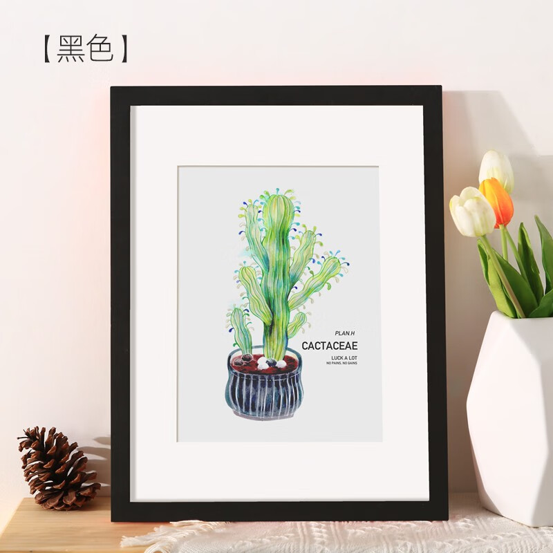 相框照片墙组合挂画客厅玄关墙面装饰桌面摆 黑色 5寸摆挂两用可放