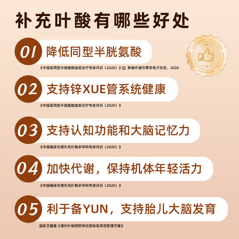 爱维她(Aiveta)活性叶酸中老年降高同型半胱氨酸甲基四氢维生素b6b12心血管白发 季度装100天【中老年活性叶酸】 100片*1盒