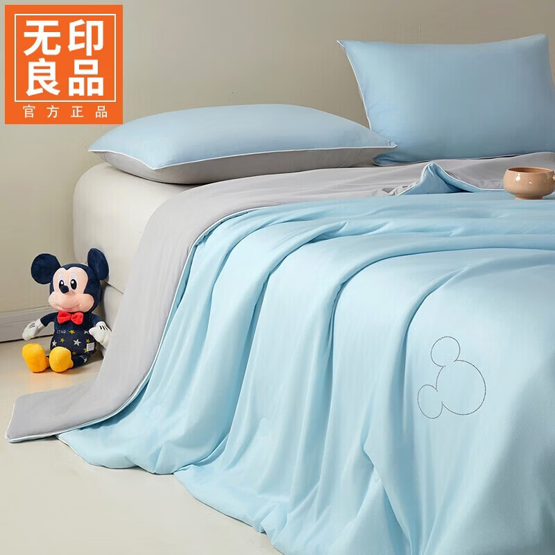 无印良品A类夏季桑蚕丝被夏被凉感空调被200x230cm夏凉被家用被子亲肤裸睡 晴朗蓝【A类标准 天然蚕丝】 200*230cm单夏被