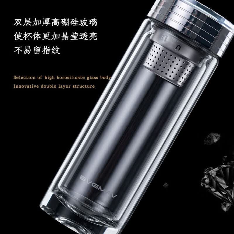 宝威玛(BVGMAV)双层高硼硅茶水分离玻璃杯子耐热耐烫男女士高颜值2026新款泡茶杯 【双层高硼硅】玻璃水杯-350ml