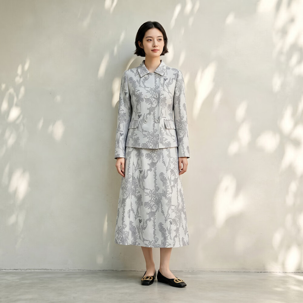 邹茉小香风套装女2026秋季新款时尚气质减龄洋气显瘦上衣半身裙 白色 S