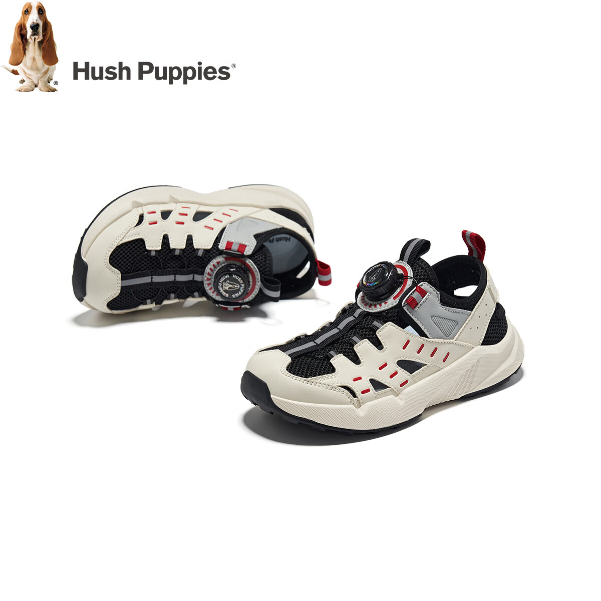 暇步士(Hush Puppies)童鞋春秋男童运动鞋儿童鞋户外透气软底大童跑步休闲鞋 HP4213黑色 35 适合脚长22cm