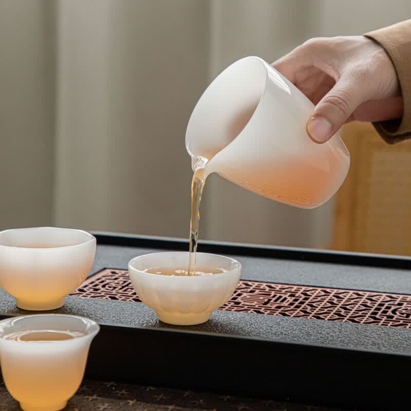 冰种玉瓷悬停盖碗单个璞玉茶杯会客送礼透亮不烫手易清洗 如意盖碗150ml【精美礼盒装】