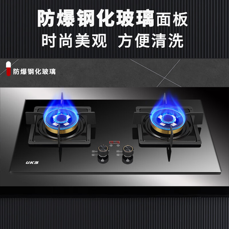 UKS德国UKS家用定时双灶猛火燃气灶5.2KW大火力嵌入式燃气灶煤气灶液化气炉具 液化气20Y