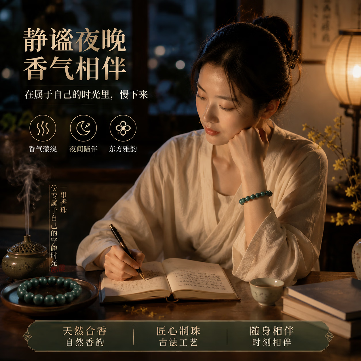 LUXO梦灵香合香珠手串 碧霄青鸾凝香珠 香韵古法合香手链 药香材手工 梦灵香合香珠手串 15mm 15颗