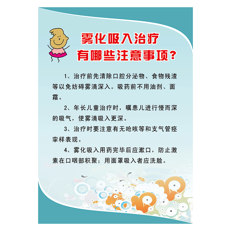 医院卫生室挂图宣传画海报雾化吸入治疗疗法简介展板贴纸墙贴画wsh