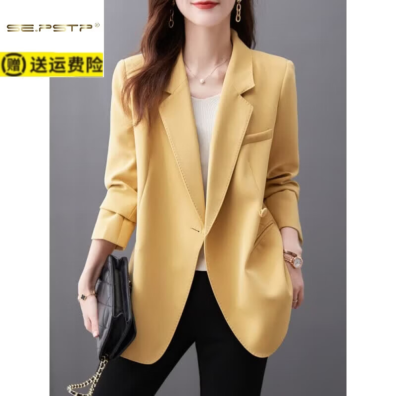 夏典素订女王(SE.PSTP)垂感小西装外套女韩版2026春秋常规休闲百搭上衣气质显瘦小西服夏 卡其色2115 单排扣 L 120-135斤