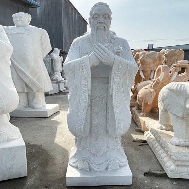 瀛乐 石雕孔子像 汉白玉校园人物雕塑 花岗岩名人半身像厂家供应 高2