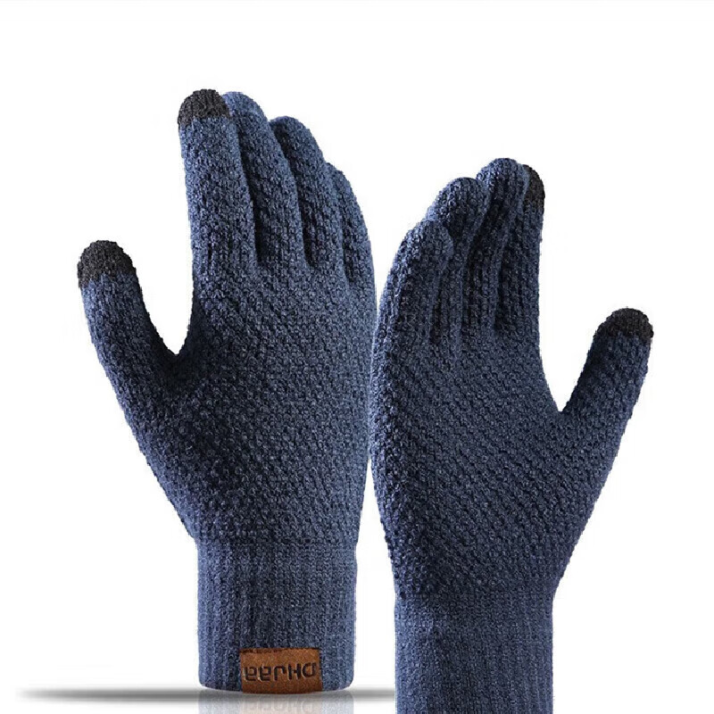 lartigent品牌轻奢针织手套男士冬季保暖分指加绒加厚电动摩托车保暖