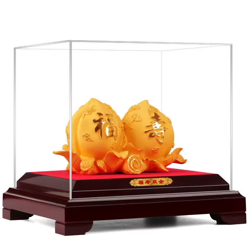 囍善缘 金寿桃摆件 老人生日礼物送长辈寿礼607080大寿祝寿贺寿高端礼品 新款福寿双全
