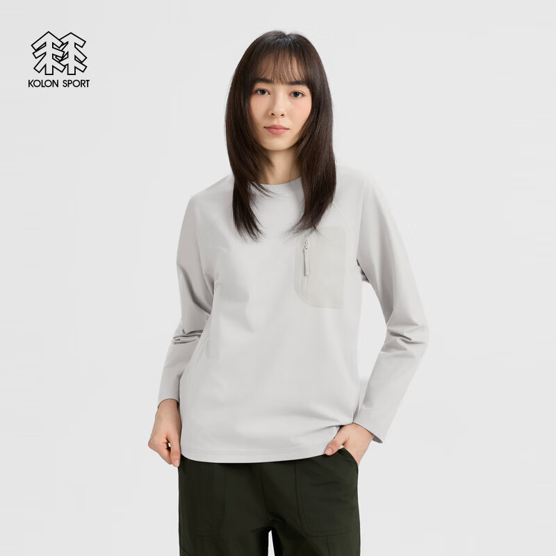 KOLON SPORT/可隆户外吸湿速干T恤 防晒UPF40+插肩袖口袋长袖T恤