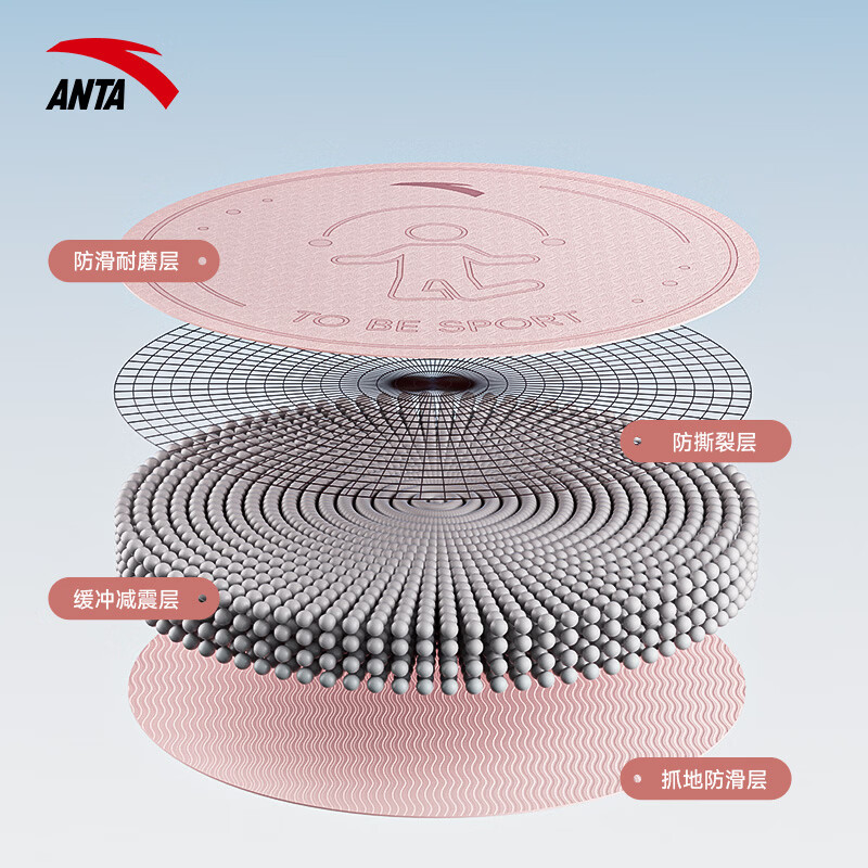 安踏(ANTA)儿童竞速跳绳中小学生考试推荐跳绳无计数有绳跳绳考试专用不打结 圆形跳绳垫60*60*0.6cm-灰