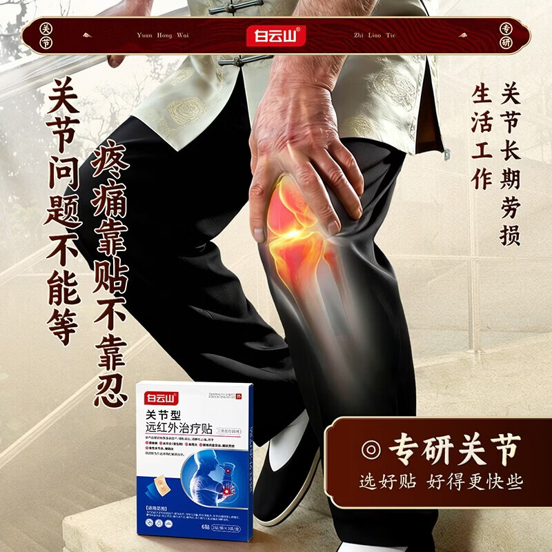白云山关节贴膝盖贴膝盖积液关节炎滑膜炎专用膏贴半月板损伤修复腱鞘炎 6贴*2盒 改善装【轻度关节问题】 白云山正品保障&膏贴行业TOP