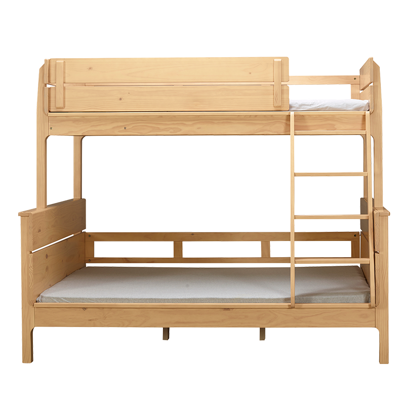 喜梦宝儿童床北欧简约风全实木子母床高低床1.2米 上下床 木色 1.2*2米(高低床+梯柜)