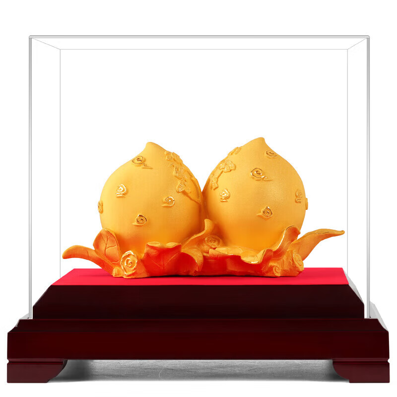 囍善缘 金寿桃摆件 老人生日礼物送长辈寿礼607080大寿祝寿贺寿高端礼品 新款福寿双全