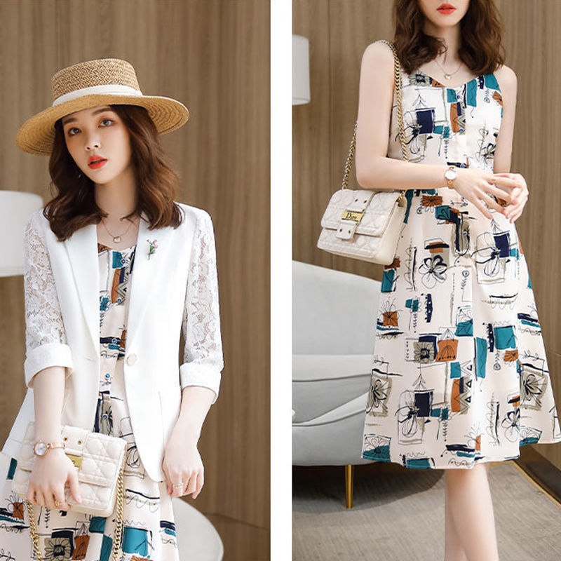 白色小外套 白蓝连衣裙 m 80-100斤