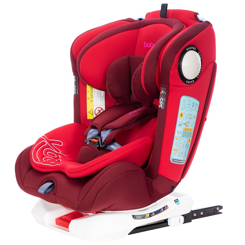 Babybay儿童安全座椅0-12岁婴儿宝宝可坐躺360度旋转汽车用isofix硬接口 热情红（0-12岁 360度旋转）