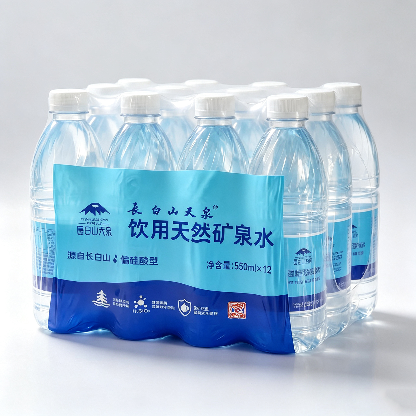 长白山天泉偏硅酸型矿泉水 天然弱碱性小瓶饮用水 550ml*12瓶
