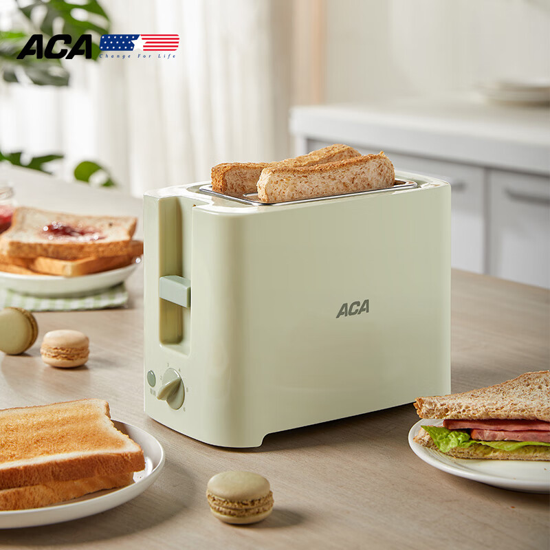 北美电器（ACA）面包机多功能多士炉6档烘烤不锈钢2片烤吐司机加热机三明治机早餐机 AT-P068A