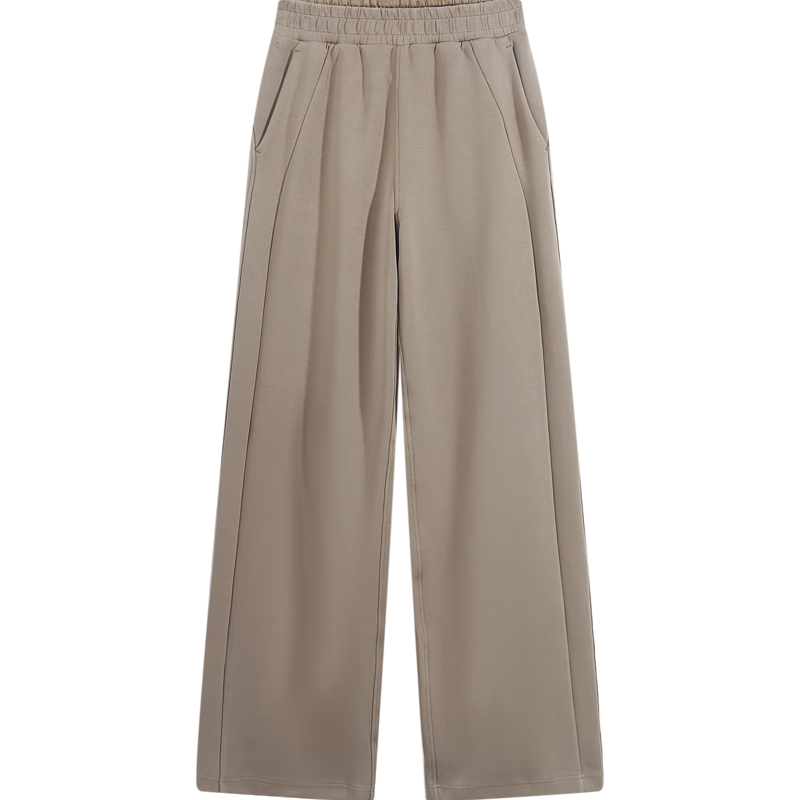 美特斯邦威舒适直筒裤女士春款舒适简约时尚百搭设计感长裤女 深栗棕 L 165 72A